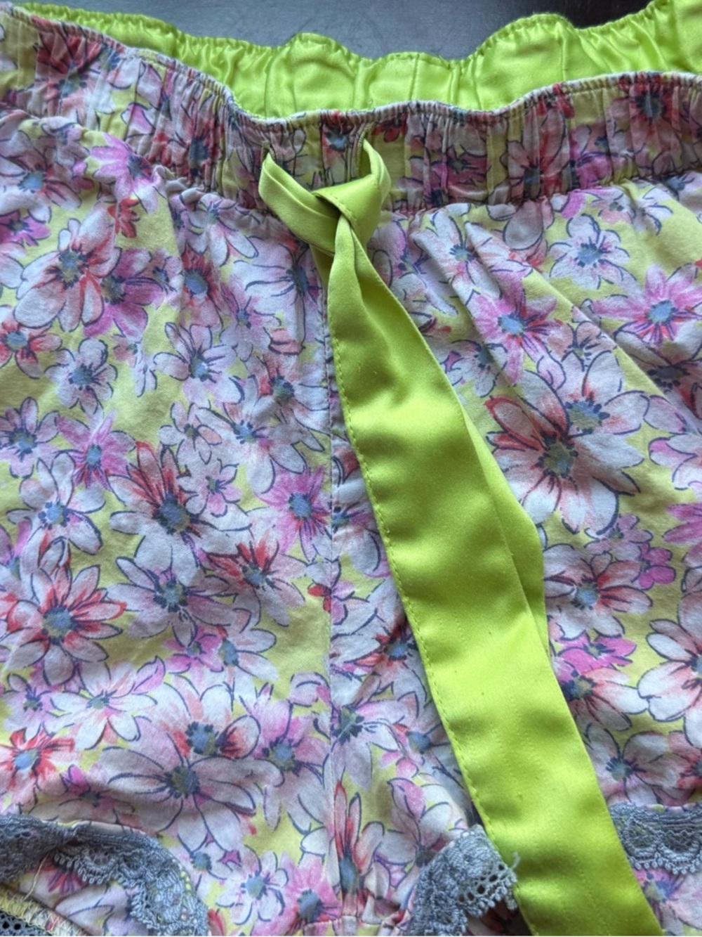Victoria's Secret Neon Yellow Floral Lounge Shorts